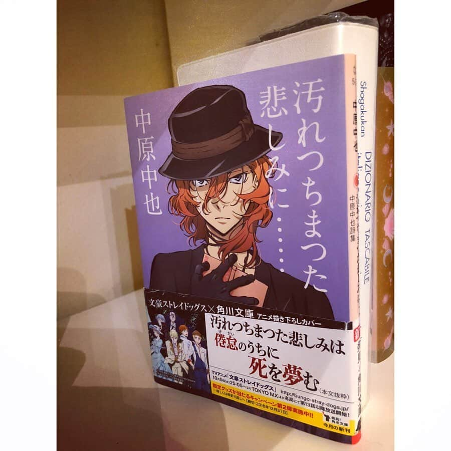 辰巳真理恵さんのインスタグラム写真 - (辰巳真理恵Instagram)「・ 【7日間ブックカバーチャレンジ】 3日目 ・ #bookcoverchallenge #7daysbookcoverchallenge 7日間、本の表紙をアップしてつないでいく ・ #建築家の #竹内誠一郎 様より @schrtkch ・ ・ 『#汚れつちまつた悲しみに  #中原中也詩集』 #中原中也 ・ 中学時代から、一番好きな詩人、中原中也。 ・ 写真は #イタリア留学 中の本棚。 #中也好き が高じて、 #文豪ストレイドッグス の中也ファンにもなってしまったので、#文スト 中也の表紙の方を…📕 #マントヴァ まで連れて行きました☺️ もう一枚は、ノーマル版？の方の詩集です。 ・ #キングレコード よりの #デビューアルバム『Ba,Be,Bi,Bo,Bu』にも、 #薮田翔一 様作曲の #中原中也歌曲、 「#道修山夜曲」 「#妹よ」 を収録させていただいております💿✨ 同じ年代の頃のお二人の、 繊細で哀しく、純粋で、切ない、そんな #時空を超えたコラボレーション 。 是非一度お聴きください。 ・ この機会に、中也詩集、読み返したくなりました。 ・ 次のバトンは、 中也歌曲も入っているCD収録の際に、 フランスオペラ、フランス歌曲の #ディクション をしていただき、 大変お世話になった、 #マルチタレント #俳優の #ジリ・ヴァンソン 様へ🌹 よろしくお願いいたします✨ @vincent.giry ・ ・ #角川文庫 #新潮文庫 #中也推し #中也推しです  #中原中也記念館 #オススメの本 #バトンはこれで最後」5月22日 3時36分 - tatsumimarie