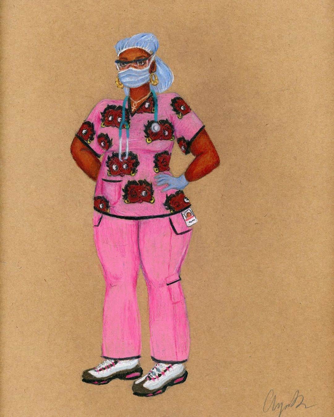 Vogueさんのインスタグラム写真 - (VogueInstagram)「“I live in Flatbush and there are a lot of caretakers and nurses who live in my neighborhood,” says 24-year-old artist Aya Brown (@ayabrown.tiff), who has created colorful illustrations of essential workers. “I wanted them to see it, maybe walking home after a long day or waiting for the bus. I wanted to let them know that we see them and we thank them.” Tap the link in our bio to read and see more. Photographed by @lit_lucy」5月22日 6時21分 - voguemagazine