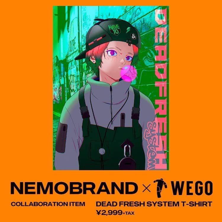 WEGOさんのインスタグラム写真 - (WEGOInstagram)「NEMOBRAND×WEGO  COLLABORATION ITEM ON SALE! . ✔︎DEAD FRESH SYSTEM T-shirt ¥3,229(tax in) . 話題のイラストレーター「NEMOBRAND」とWEGOのコラボレーションアイテムをオンラインストア限定で発売中！ . #nemobrand  #WEGO #collaboration」5月22日 14時33分 - wego_official