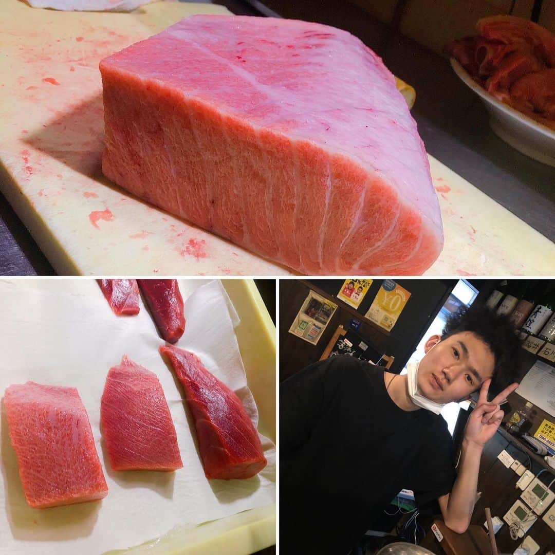 おっきゃがりのインスタグラム：「いいマグロ入ってますよー！ 今日も元気なJinくんが お待ちしております！」