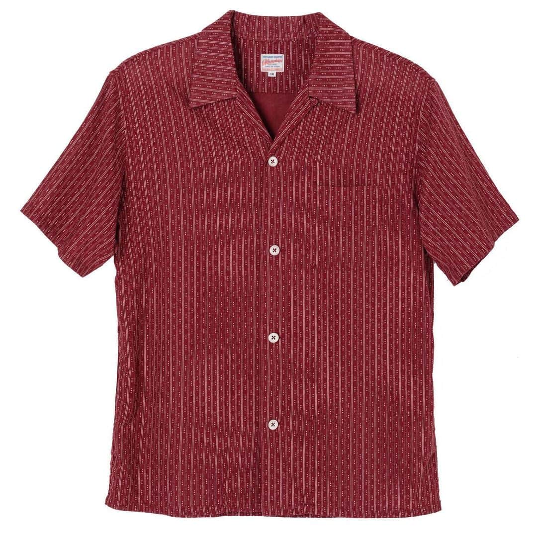 momotarojeansのインスタグラム：「06-086 Cotton linen stripe open collar s/s shirt」