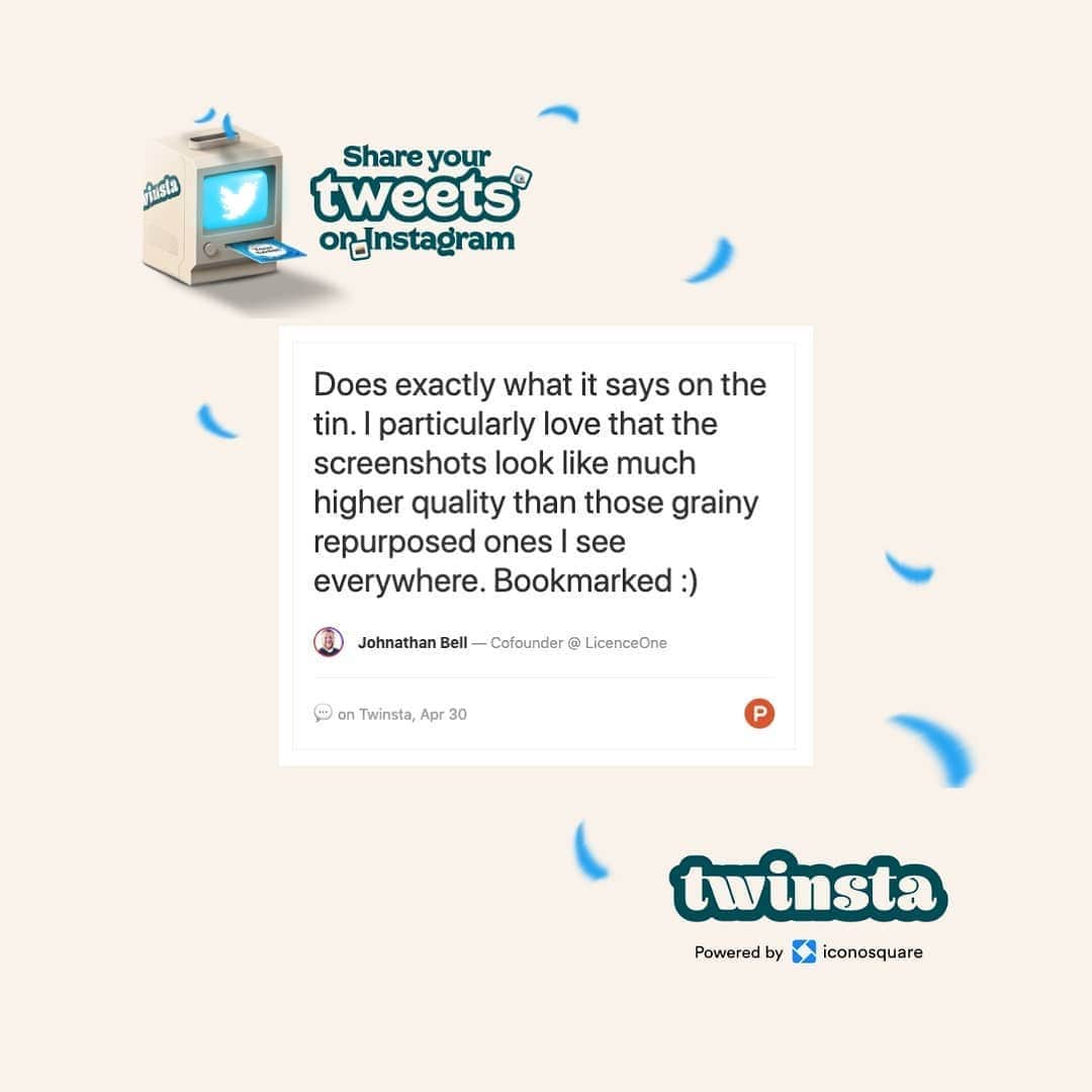 Iconosquareさんのインスタグラム写真 - (IconosquareInstagram)「Have you ever wished you could share your tweets on Instagram in a glance? . Twinsta is a free tool for creating clean screenshots of your favorite tweets so that you can share them with your Instagram community! . And… Twinsta is one month old today! 🥳 .  Thank you to all of you who tried it already. For this special occasion we thought we’d share some of the great @producthunt reviews we’ve had so far. 🙏 . If you haven’t already, give it a try now, it’s FREE! .  Don’t forget to tag #twinsta in your next post and feel free to share your feedback with us, we’d love to hear them! 💫 .  Find your way to it via our Omnilink in bio 🚀」5月22日 23時02分 - iconosquare