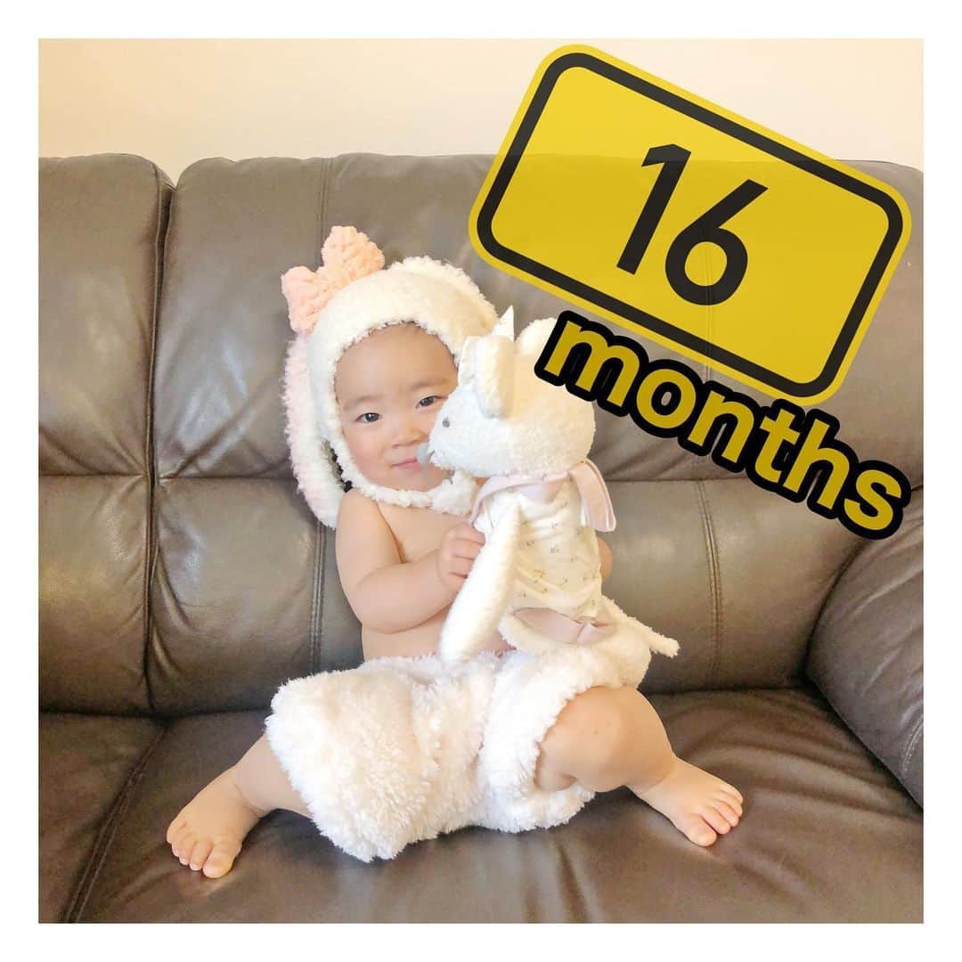 mamamizu.32のインスタグラム：「16months﻿ ﻿ #ゆずまるうさぎ の #成長記録﻿ 今月もあっとゆーまの１か月！﻿ ﻿ ﻿ ━━━━━━━━━━━━━━━━━━✍🏻️﻿ ﻿ 成長記録☟☟☟☟﻿ ✔身長80cm 体重10.6㎏ 足13.3cm﻿ ✔ブランコブーム！公園大好き！﻿ ✔絵本よんで→本人毎回聞いてない﻿ ✔お水のんでー！座ってー！とか言葉理解する﻿ ✔うんちでたー？っていうと﻿ オムツ変えセット持ってきてくれる笑﻿ ✔"updown "言える！英語喋る！！﻿ ✔石はとりあえず舐める(やめてくれ)﻿ ✔動物全般大好きとくに犬🐶﻿ ✔ネントレ大失敗でした〜難しい〜﻿ ✔ねえねえ！って甘えてくる﻿ ✔興奮すると『あ！おいち！』﻿ ✔美味しいとき『おーち！』﻿ ✔お着替えの真似するけど着れない﻿ ✔朝部屋が暗いと泣く→朝日みて笑顔﻿ ✔食べ物好き嫌い出てきた。調理法かな？﻿ ﻿ ﻿ 理解して行動できる英語たち👇🏻﻿ around/peekaboo/jump﻿ hooray/touch/Shake/crap﻿ eye👁ear👂🏻toes🦶🏻nose👃🏻﻿ bellybutton(おへそ)﻿ Yes🙆‍♀️/No🙅‍♀️/up and down↑↓﻿ Hello👋🏻&good-by👋🏻﻿ open your hand✋🏻﻿ close your hand✊🏻﻿ turn around🌀/running🏃‍♂️﻿ ﻿ おうち英語の影響で増えました！♥️﻿ ﻿ ﻿ ﻿ ﻿ 5月から6月にかけて、自律神経が乱れる、﻿ 俗に言う五月病に知らぬ間にかかってるかた﻿ 多いと思います！﻿ そして産前産後の方はホルモンとのＷパンチ﻿ 食らうかたもいると思うので、季節とホルモンの﻿ せいにして身を委ねましょう😂❤️﻿ ﻿ そして、﻿ ﻿ 一歳前後は赤ちゃんの幸せキャッチの受容体が﻿ 増える時期だと今日知りました！﻿ 受容体が少ないと自己存在感、肯定感が低い﻿ 子供に育ちやすいらしいので、この時期なので﻿ 気持ちもハッピーに過ごしたいと思いました♡﻿ ﻿ ﻿ ﻿ ﻿ ﻿ ﻿ ﻿ ﻿ ﻿ ﻿ ﻿ ﻿ ﻿ #ベビライフ#ままべび#rainbowmamababy#スマイル育児#たまひよベストショット#親バカ部ig_baby#コノビー#ママカメラ#子育てぐらむ#ベビフル#コドモノ #fammカメラ部#ママリ#ママタス#ハピベビ#ままのて#uptoyoume#コドモノ代弁#イットママ#キズナ#コズレ#fammカメラ部#赤ちゃんのいる生活#赤ちゃんのいる暮らし#赤ちゃんとの暮らし#1歳#女の子ママ#東京ママ#五月病」