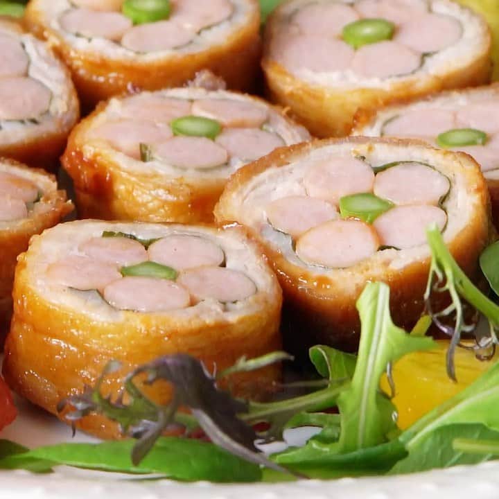 テイストメイドさんのインスタグラム動画 テイストメイドinstagram お弁当に使ってね お花畑ウィンナーロール お花模様がとってもキュート 甘みのあるソースはお子様にも大人気です ポークピッツ 好きな人 材料 豚バラ肉 7