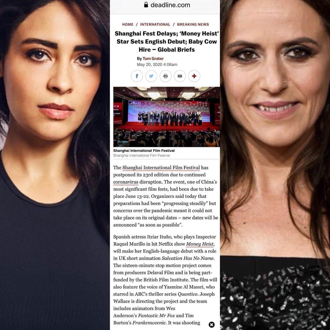 ヤスミン・アル＝マスリーのインスタグラム：「A whole cast of bad bitches coming your way !! So thrilled to know that I will get to collaborate with the amazing actress @itziarituno who put the screen on fire in @lacasadepapel in the upcoming @josephwallaceuk @bafta funded @salvationhasnoname .. please go to the Kickstarter campaign on my bio and help us finish the movie ❤️ changing the world one #story #woman #humanity #refugee at a time @deadline」