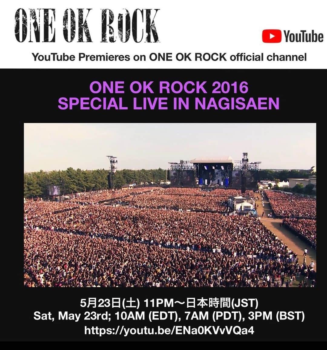 Fueled By Ramenさんのインスタグラム写真 - (Fueled By RamenInstagram)「‪Tune into @oneokrockofficial ‘s @youtube channel to watch their 2016 Special Live In Nagisaen! ‬ ‪  Saturday May 23rd 11:00 PM (JST), 10:00 AM (EDT), 7:00 AM (PDT), 3:00 PM (BST) ‬ ‪  https://m.youtube.com/watch?feature=youtu.be&v=ENa0KVvVQa4‬」5月23日 7時35分 - fueledby