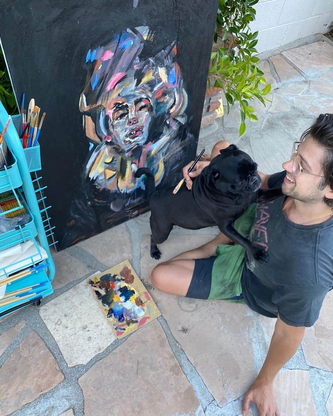 クリス・ギャルヤのインスタグラム：「‘Painter and his Pug'」