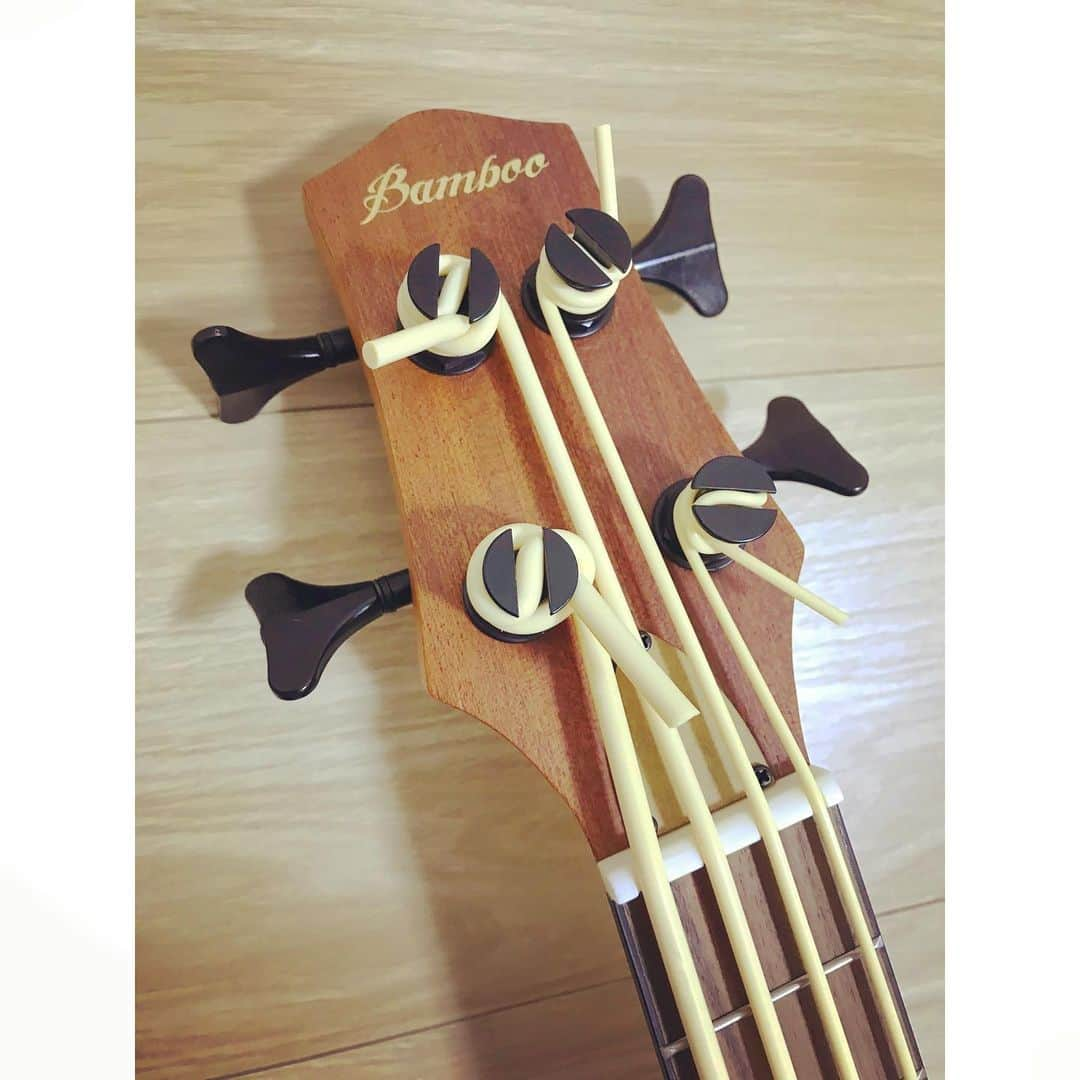 tomiさんのインスタグラム写真 - (tomiInstagram)「@peavey_japan_ippinkan_mi の皆さまからお借りした @bamboo_arg のウクレレベースを弾いてみた。 見た目がとにかくかわいくて初お目見えしたときは胸キュンが止まらず。 ただ一度音を鳴らすと小さな見た目とは相反してしっかりとしたロー感となんとも言えないゴム弦どくとくの音質に興奮。 歌うベースフレーズを弾くと良さが引き立つし、とても勉強になる。 エレキベースとは全然違うから難しいけど色々弾いてみたいなあ。 ぜひイヤホンやスピーカーで聴いてみてください。  isn't she lovely / Stevie Wonder  http://ippinkan-music.jp/smartphone/list.html?category_code=ct128  #おうち時間  #ウクレレベース #steviewonder」5月23日 18時48分 - tomi_necostagram