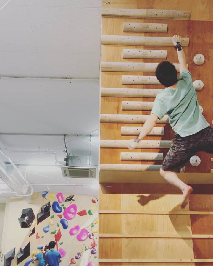 のインスタグラム：「・﻿ 🦍🦍🦍﻿ ﻿ @gontexofficial ﻿ @thoufun_official ﻿ @lasportivajp ﻿ @mudhand_cb ﻿ @hokoru856 ﻿ @boulderpark_basecamp ﻿ #climbing #training #climbing_videos_of_instagram #throwback #trainingmode #初めての #片手キャンパ #最後の方ガクンガクンで怪我しそう」