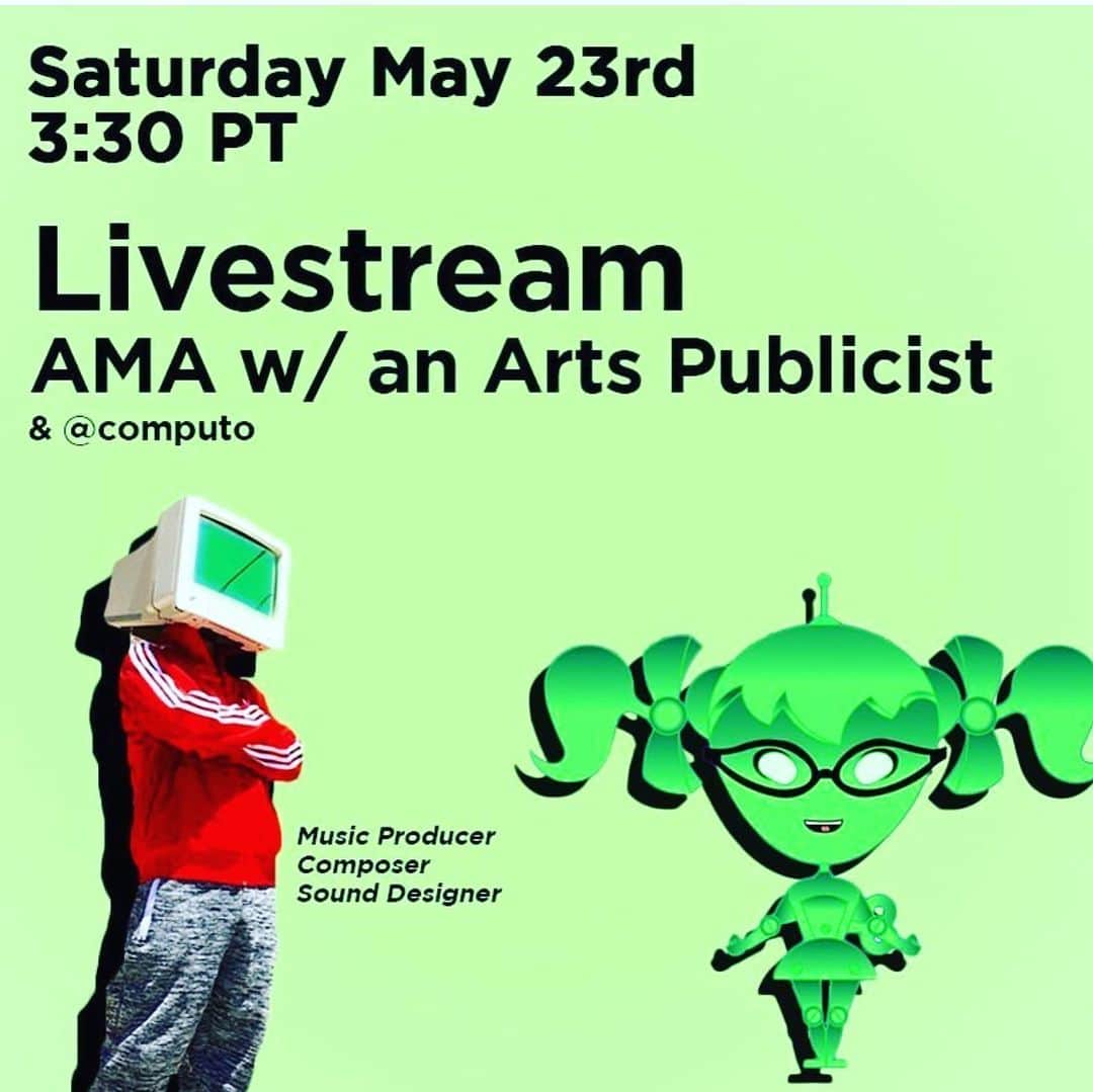 OLIVIAのインスタグラム：「Hey artists out there!! My friend, art publicist/promoter from @green_galactic Lynn Tejada will be doing an AMA today at 3:30pt!! She has a special guest today- music producer, composer and sound designer @computo They’ll be talking about writing bios, press releases and more!! Stop by if you are curious!! 🥰😍🥰😍🥰😍🥰😍🥰」