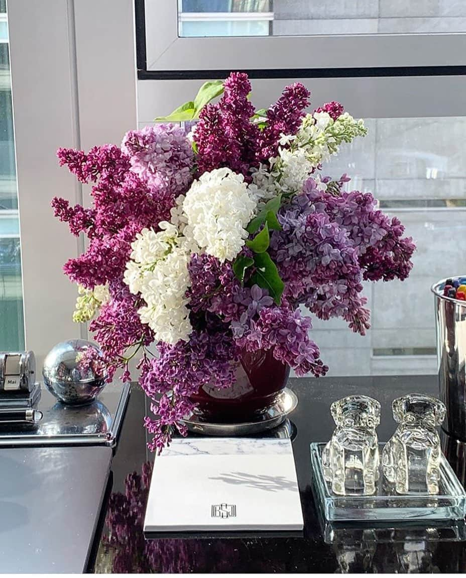 マーサ・スチュワートさんのインスタグラム写真 - (マーサ・スチュワートInstagram)「We can practically smell the lilacs in this gorgeous arrangement on executive director of design @seenbysharkey’s office desk! 🌺 What types of blooms are gracing your homes? Tell us in the comments below! 👇🏼 And be sure to check out more floral design inspiration in @marthastewart48 and Kevin’s book, Martha’s Flowers. #regram via @seenbysharkey」5月23日 23時18分 - marthastewart