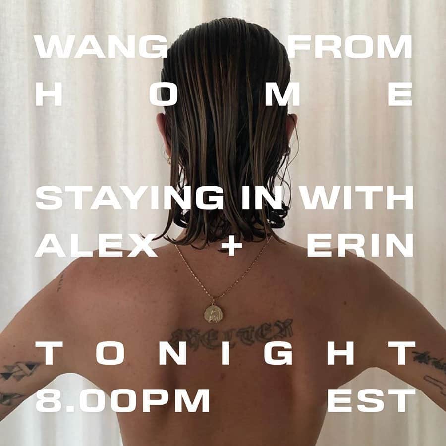 アレキサンダー・ワンのインスタグラム：「Taking it back with @erinwasson and a new DIY white t-shirt tonight on IG live. Swipe for what you need 👉⁣ ⁣ ⁣ #StayingInWithAlex #WangFromHome」
