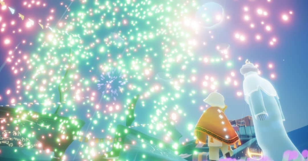 藤純さんのインスタグラム写真 藤純instagram 花 火 杖 を 手 入 れ た よ やったー かっこいい 方舟ステージが好きなので 早速行って花火炸裂してきたよ ここは人もいないし 綺麗だし Skyのなかでも一番好き 名所の背景みたいになってる暗黒龍と 花火