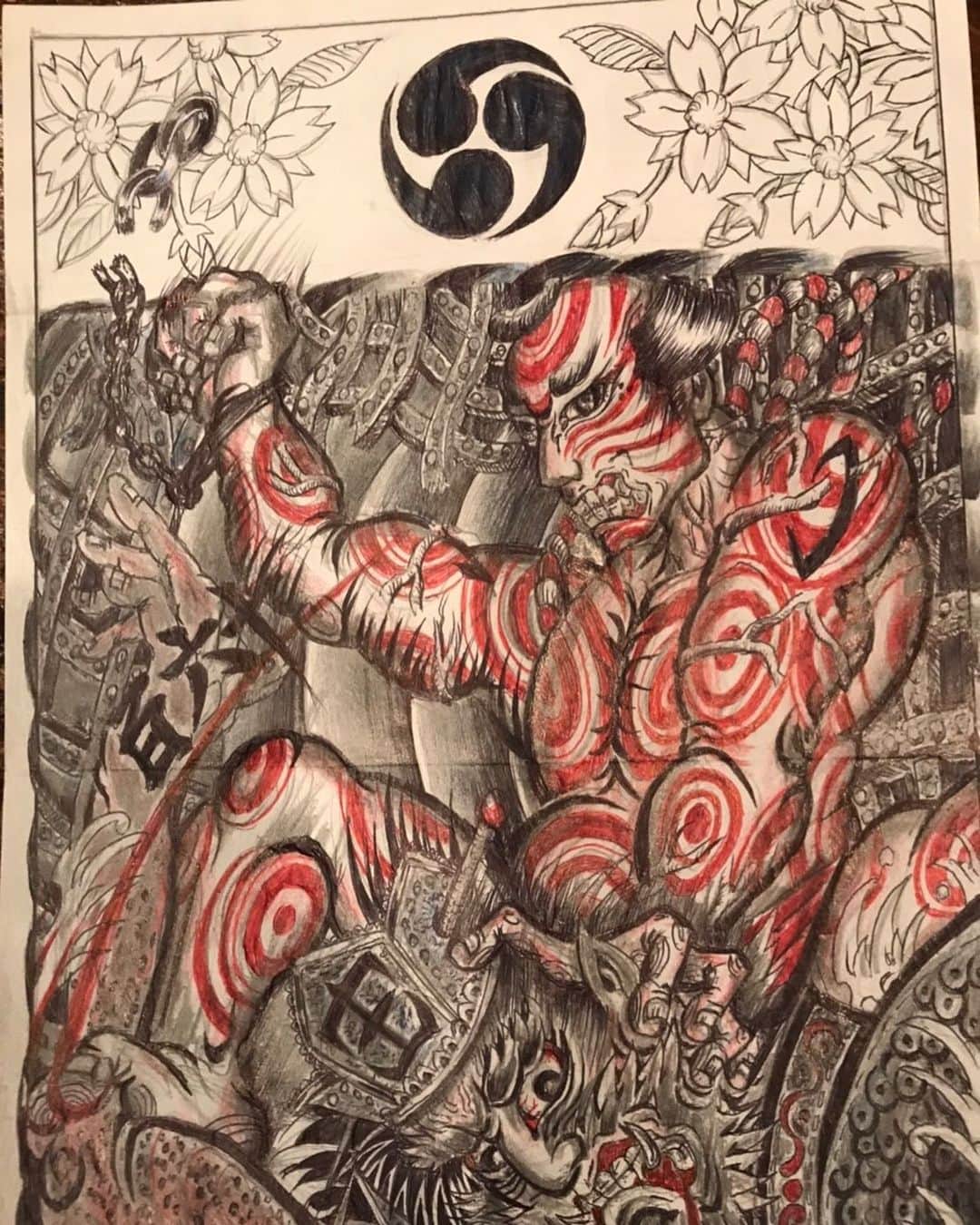 武井勇輝のインスタグラム：「‪ちょーHIPHOP you know ?‬ ‪#コレが俺の生き方　#閻魔大王もぶっとばしちゃうレベル　#HIPIOP #JAPANESETATTOO #TATTOO #ジャパヤン #大和魂 ‬」