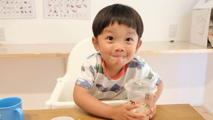 橋田昌実のインスタグラム：「5月23日.2歳6か月🌷﻿ ﻿ ﻿ 食べ物飲み物ぜんぶ取られる🤷🏻‍♀️w﻿ ﻿ 👦🏻「ちょ〜だいっ🤲🏻！」﻿ ﻿ 👦🏻「ママじゅんばんね！」﻿ ﻿ 👦🏻「え〜はやちゃんぜんぶのみたいのお」﻿ ﻿ ﻿ 会話ができるようになって一丁前なこと喋るからおもしろい🥰﻿ ﻿ ﻿ ﻿ #三兄弟 #次男」