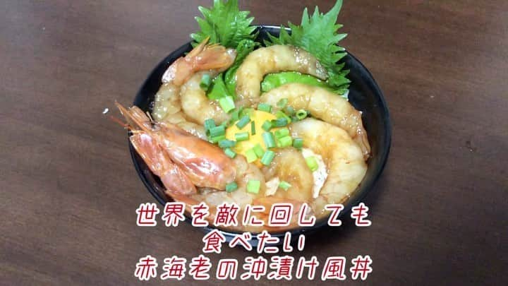 原田フニャオ（原田吉洋）のインスタグラム：「#食レポ王への道 #赤海老 #300円 #沖漬け風丼 #1時間漬け込み #プラプラしてたら #って何やねん！ #プリプリしとけ！ #300円 #フニャオ」