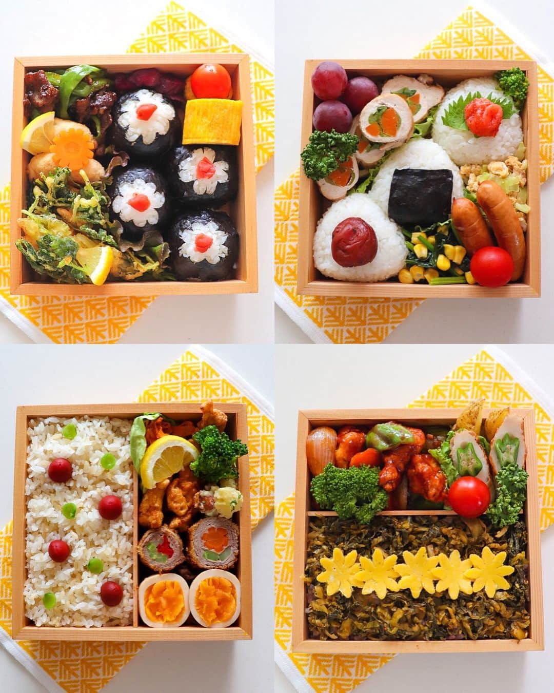ｒｉｉさんのインスタグラム写真 - (ｒｉｉInstagram)「2020.5.24 . . みやぞん夜勤弁当まとめ🍙 . . ☑︎お花の海苔巻き弁当 ☑︎色々おむすび弁当 ☑︎肉巻きおかず弁当 ☑︎高菜弁当 . . ひとつずつ投稿出来ずにまとめるという裏技🙋🏼‍♀️ #映えないからね . . . 今夜もきっと深夜にみやぞんからテレビ電話がかかってくるコトでしょう . . このお弁当を食べてる姿の生中継…📡 . . . . チッ . . . . #深夜にこっちまでお腹空いてくる . . . . 【使って良かったモノや愛用品は楽天roomでご紹介してます𒐁プロフィールのURLから飛んでいけます✈︎】 このお弁当箱も載せております🍱 . . . . #重箱弁当#お重弁当#楽天roomに載せてます#roomインフルエンサー#デコ弁#デコごはん#キャラ弁#キャラごはん#豊かな食卓#おべんとう#お弁当#도시락#요리#パパ弁当#夜勤弁当#おにぎり弁当#高菜弁当#lunchbox#ママリクッキング#캐릭터도시락#フーディーテーブル」5月24日 21時23分 - yur_rii