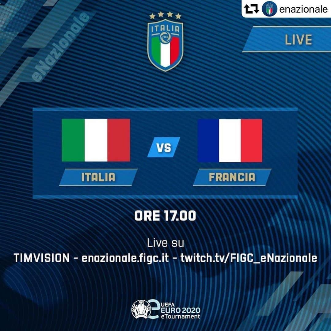 サッカーイタリア代表さんのインスタグラム写真 - (サッカーイタリア代表Instagram)「#repost @enazionale ・・・ Un match storico sui campi reali, per la prima volta anche in eFootball! ⠀ ⠀ Il prossimo match della nostra #eNazionale è contro la formazione francese, in una semifinale che si preannuncia ricca di sport! 🇮🇹 ⠀ ⠀ Sostenete la nostra nazionale su TIMVISION oppure su twitch.tv/figc_enazionale. ⠀ ⠀ Alle 17.00 gli Azzurri ti aspettano sul campo virtuale 💙 ⠀ ⠀ @azzurri @tim.vision @timofficial」5月24日 23時50分 - azzurri