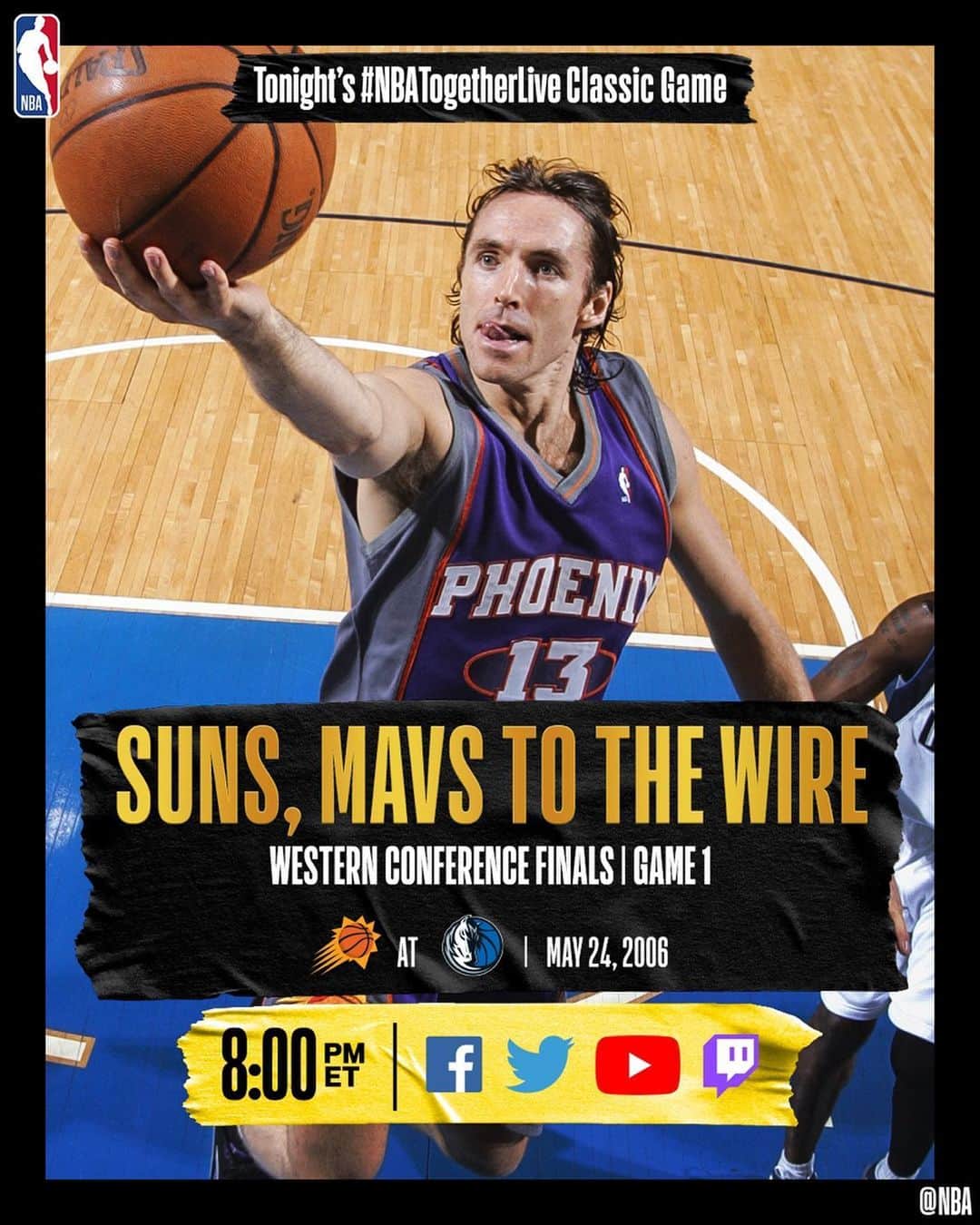 NBAさんのインスタグラム写真 - (NBAInstagram)「Tonight’s #NBATogetherLive Classic Game will feature @suns / @dallasmavs Game 1 of the Western Conference Finals (5/24/2006)! We’re streaming it live & watching together on @NBA Twitter, Facebook, YouTube and Twitch at 8:00pm/et.」5月25日 2時58分 - nba