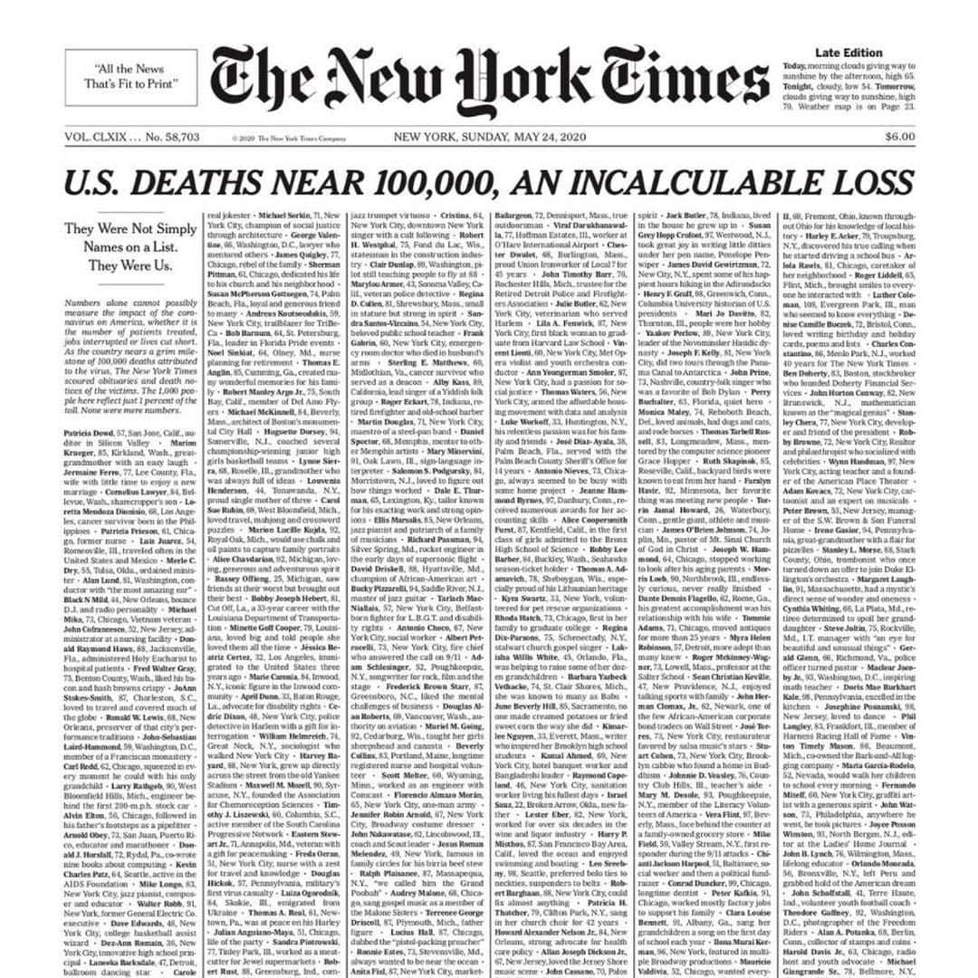 のインスタグラム：「悲しい。悔しい。　 #MemorialDayWeekend2020  Repost from  @yayoi_shionoiri ・ As a result of 911, approximately 3,000 individuals lost their lives and 6,000 people were injured.⁠ ⁠ Due to the U.S. leadership's (lack of appropriate and timely policy) responses, 100,000 lives have been already lost to the COVID-19 pandemic. ⁠ ⁠ We have a lot to learn from this situation. ⁠ (Hat tip to @saraarlene15 and @fabyab who have also posted about this story and graphic.)⁠ ⁠ ______⁠ #wakeup #thisisamerica #voteblue2020⁠ ⁠」