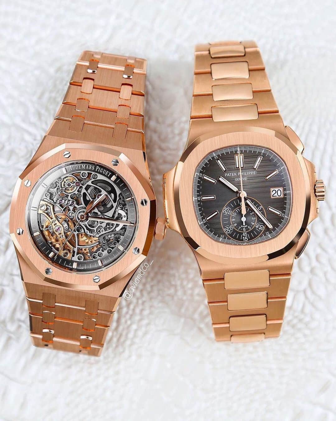 Daily Watchさんのインスタグラム写真 - (Daily WatchInstagram)「Rose Gold Combo 🔥 Which would you choose? AP or Patek? Photo by @aviandco」5月25日 5時33分 - dailywatch