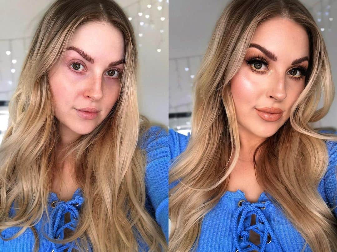 Shannonのインスタグラム：「I find before and afters so satisfying 💜 I def don’t look like this right now, I’m sweating my toosh off at the gym and stifling tears bc I watched @desiperkins new fertility episode 😭💕😂 how was your weekend?」