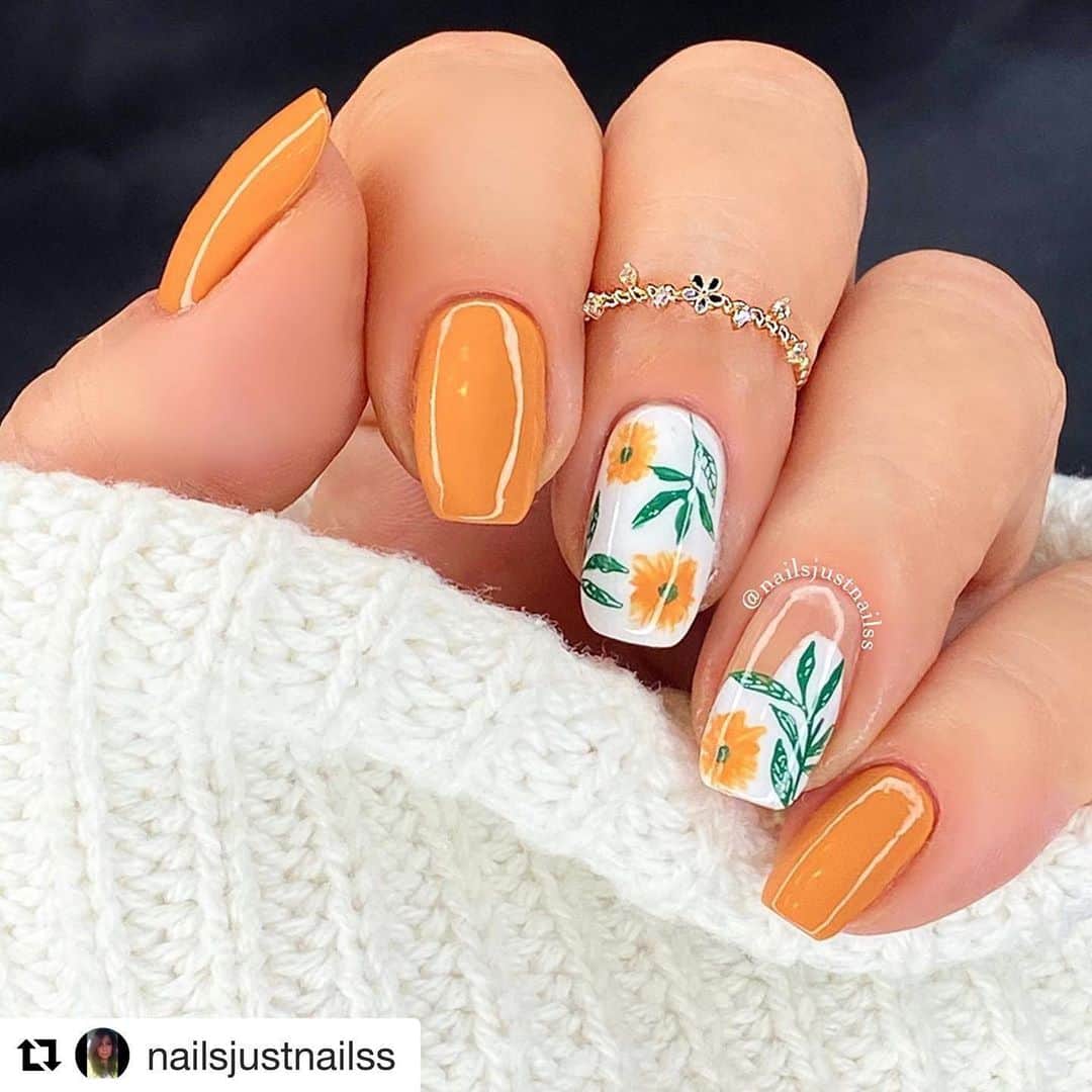 Nail Designsさんのインスタグラム写真 - (Nail DesignsInstagram)「Credit: @nailsjustnailss ・・・ Super Bloom from Desert Garden Collection by #orosabeauty *Ad/Gifted* 🧡🧡🧡 Beautiful and unique color shown in 2 coats. Inspired by talented @abbydoesnails」5月25日 9時00分 - nailartfeature