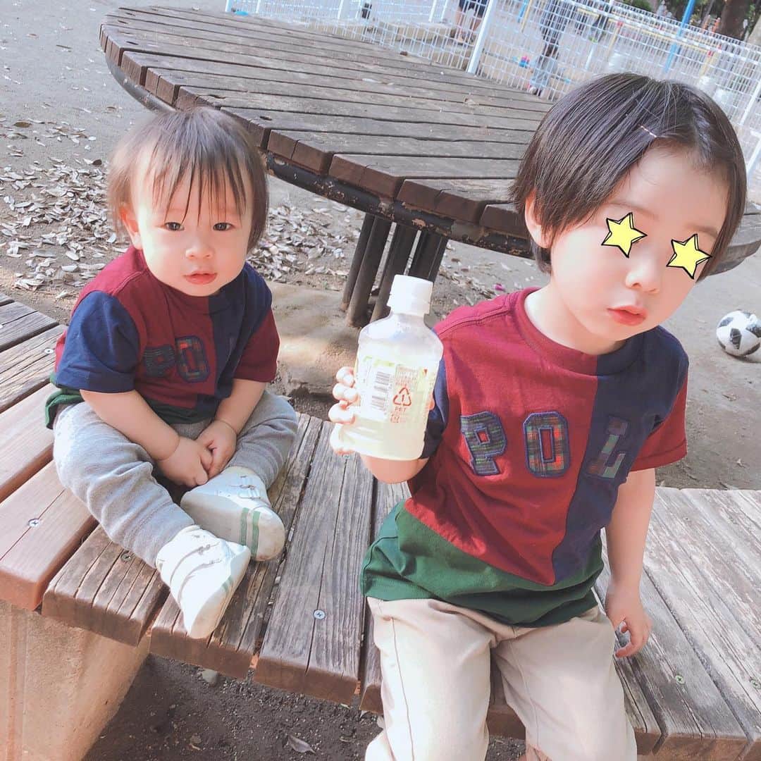 神戸蘭子さんのインスタグラム写真 - (神戸蘭子Instagram)「今日は口内炎が痛い…  #2人育児 #男の子ママ #ママライフ  #お揃いコーデ  #手作りマスク」5月25日 19時51分 - ranran0414
