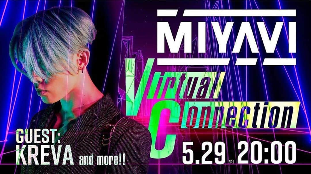 雅-MIYAVI-さんのインスタグラム写真 - (雅-MIYAVI-Instagram)「#VirtualConnection on YouTube/NICO NICO on May29th 8PM (JST) バーチャルコネクション、はじまります⚡️⚡️記念すべき第１回目のゲストは、、クレさん！！@kreva_drk_dj908 サムライ“トーク”セッション⚔️⚔️お楽しみに！！！！😃 #Repost @miyavi_staff ・・・ 5/29(金)20:00～配信✨🎸 . MIYAVI Virtual プロジェクト【Virtual Connection】💫 ニコニコチャンネル＆YouTube同時生配信決定🎉 . 今回はスペシャルGUESTとして盟友KREVAさんの参戦が決定👏 ここでしか聞けないトークをぜひお楽しみください‼️ . 【ニコニコチャンネル】MIYAVI CHANNEL https://ch.nicovideo.jp/miyavi-ch . 【YouTube】MIYAVI OFFICIAL  https://www.youtube.com/myv382tokyo . さらに、先日のMIYAVI“Holy Nights”Virtual Tour 仮想名古屋公演がniconicoチャンネルで視聴可能に📺 . 見逃した方は↓からチェック🙌 名古屋公演動画リンク: https://www.nicovideo.jp/watch/so36911019 . #MIYAVI #LDH #MYVCREW #KREVA #VirtualConnection #HolyNights」5月25日 19時43分 - miyavi_ishihara
