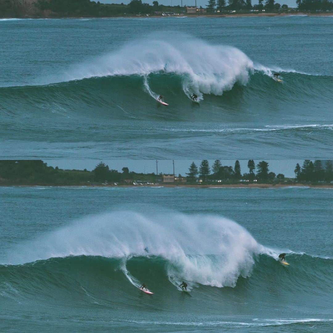 ローラ・エンバーのインスタグラム：「Pretty speical to have @undonefilm  premiere the same weekend as the biggest swell we’ve seen at home for a long time. It was so fun to get the big boards out at Narrabeen Bombie! Everyone was having the best time. Here’s a party wave with @seanjwoolnough who has been a mentor of mine for some time now 🌊🌊🌊🌊 pics @mattydunbar | UNDONE available to watch on iTunes or Vimeo on demand Now :)」