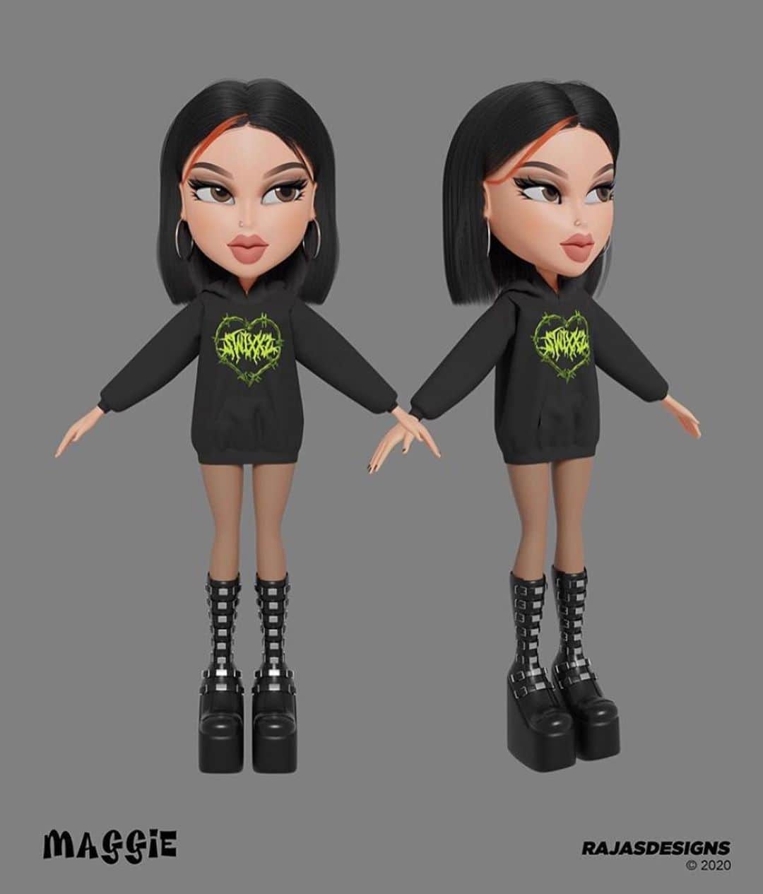 マギー・リンデマンのインスタグラム：「imma bratz doll🥺 @rajasdesigns」