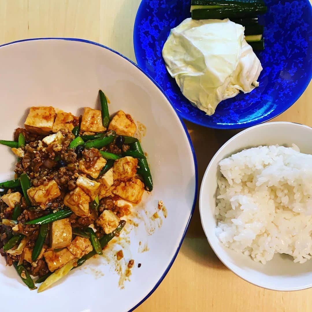 ただすけのインスタグラム：「本格四川風麻婆豆腐に挑戦しました☺️ 今から食べる方に挑戦します😅」