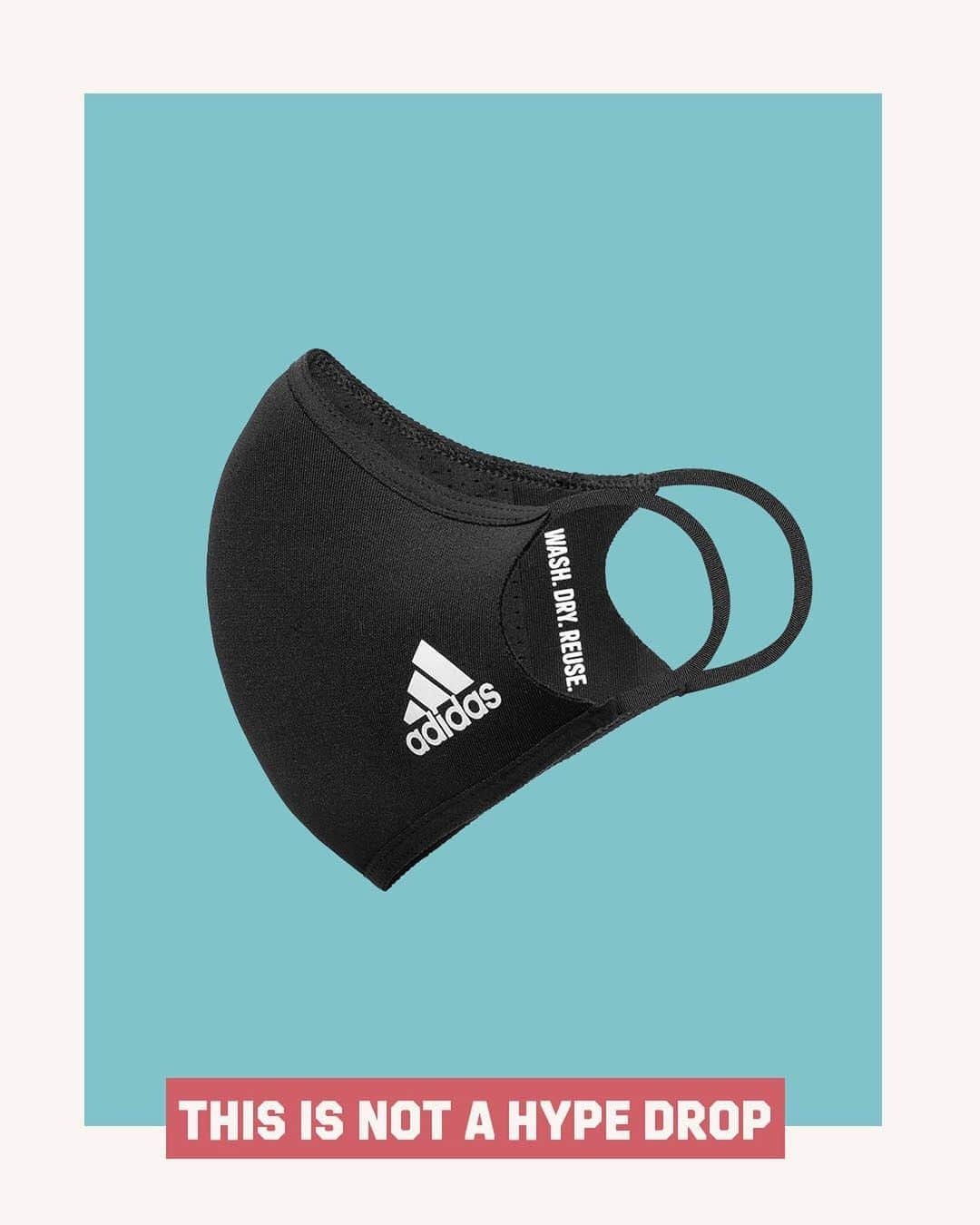 adidasのインスタグラム：「Wear it. Wash it. Wear it again. ♻️⁣ ⁣⁣ Made to reuse, not resell. Our face cover is available* on adidas.com in the US and Europe now and coming to more places soon. ‼️ *Note that as we sell out in countries where it is available, we will continue to restock in the upcoming weeks.」