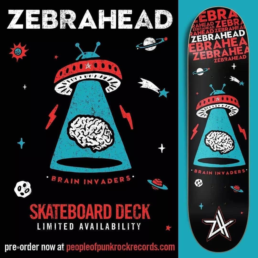 Zebraheadさんのインスタグラム写真 - (ZebraheadInstagram)「We've got limited skate decks!! #Repost @peopleofpunkrock ・・・ 🛹We are releasing a limited edition of #BrainInvaders skate decks to celebrate a new collaboration with ZEBRAHEAD! . Order at peopleofpunkrockrecords.com . Availability is limited so act fast before it sells out!! . @zebraheadofficial #skatecollection #skatecollector #peopleofpunkrockrecords #Zebrahead #braininvaders #skatedeck #skateboard」5月26日 1時47分 - zebraheadofficial