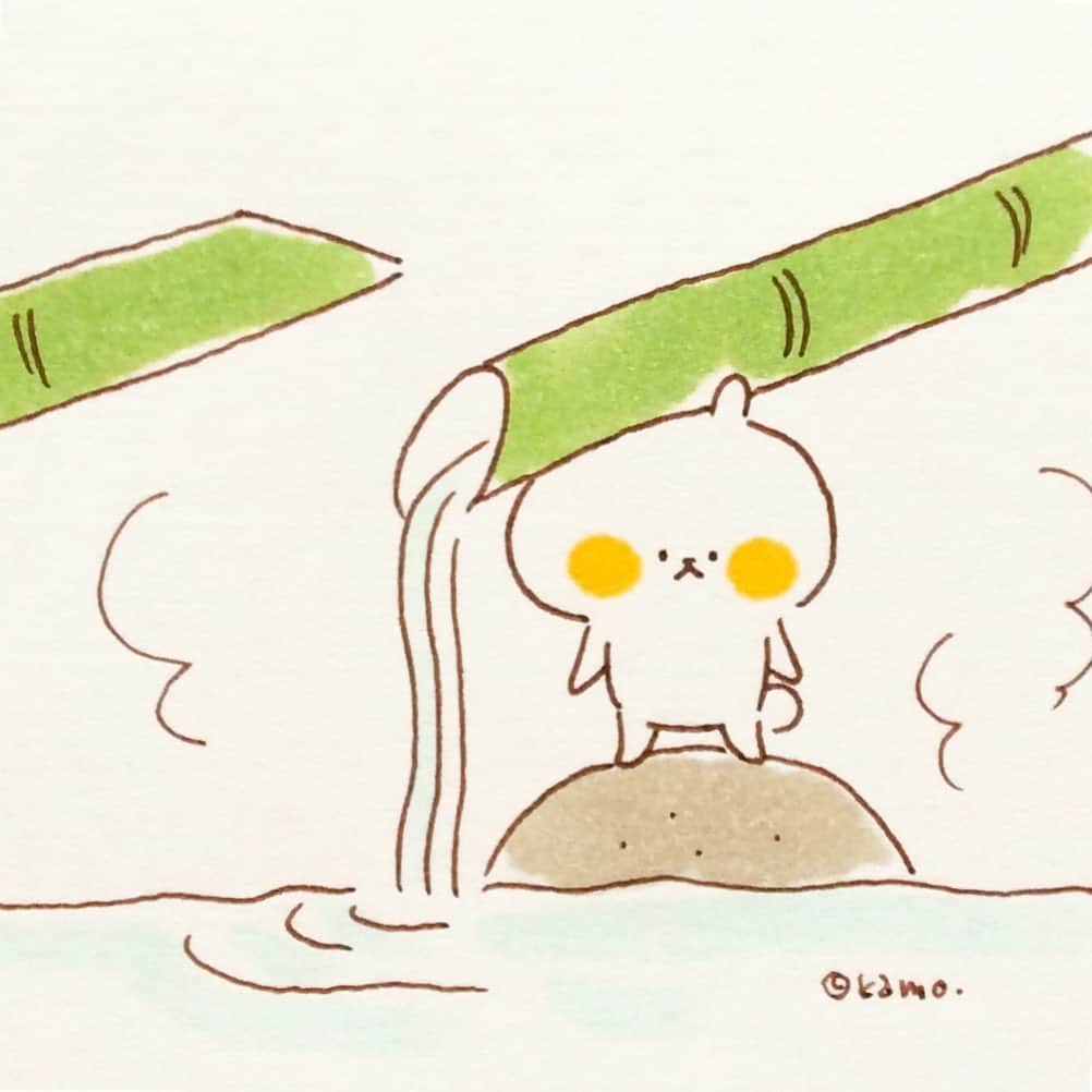 カモさんのインスタグラム写真 - (カモInstagram)「重要な任務を担っています #源泉かけ流し温泉の日#ししおどし#Shishiodoshi#イラスト#illustration#ウサギタケ#usagitake」5月26日 10時18分 - illustratorkamo