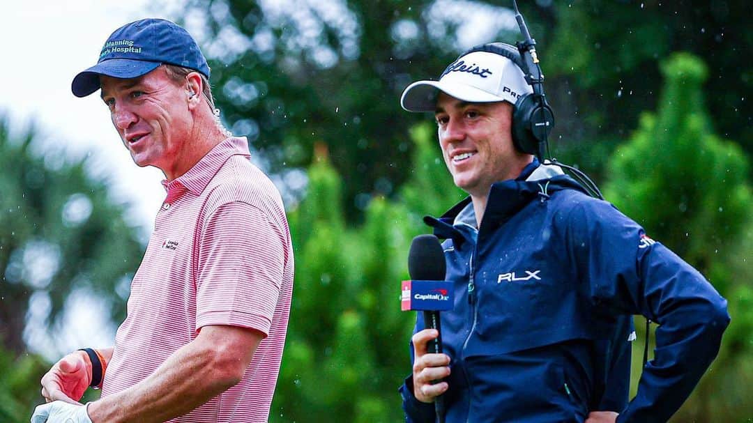 ジャスティン・トーマスのインスタグラム：「Still trying to get over how fun yesterday was... to be involved in something so special was an honor. The amount of money raised ($20 million!!!), 4 absolute legends in their games, an amazing venue, an incredible production team who did incredible given the terrible weather conditions... Chuck, BA, and Trevor in the booth to make my life easier, @balionis on the course to help me also as a first timer... just doesn’t get better. Loved being able to watch those guys battle it out in the toughest conditions!  There’s no two golfers who deserved that spotlight more than @tigerwoods and @philmickelson. While many guys currently continue to push the game in a great way, the game is where it is currently because of guys like those two. They’re amazing ambassadors to the game, and are a huge reason why we have as many things as we do in golf. Although commentating was fun, I’m ready for another few weeks and tee it up myself!」