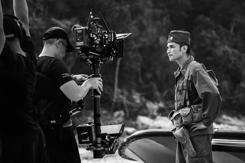 尚玄のインスタグラム：「“ENEMY WITHIN” Behind the scenes.  I played Lt. Jack Mizuha.  Photo by @colinjsmith  #behindthescenes #unitstills #enemywithinmovie #War#WW2 #Film #NiihauIncident #ニイハウ島事件 #Malaysia #マレーシア」