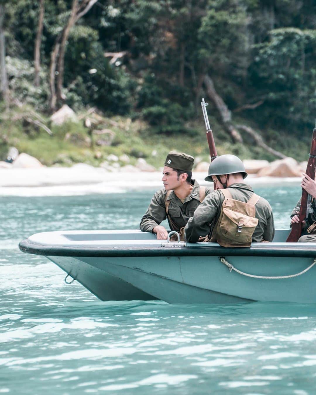 尚玄のインスタグラム：「“ENEMY WITHIN” Behind the scenes.  I played Lt. Jack Mizuha.  Photo by @colinjsmith  #behindthescenes #unitstills #enemywithinmovie #War#WW2 #Film #NiihauIncident #ニイハウ島事件  #Malaysia #マレーシア」