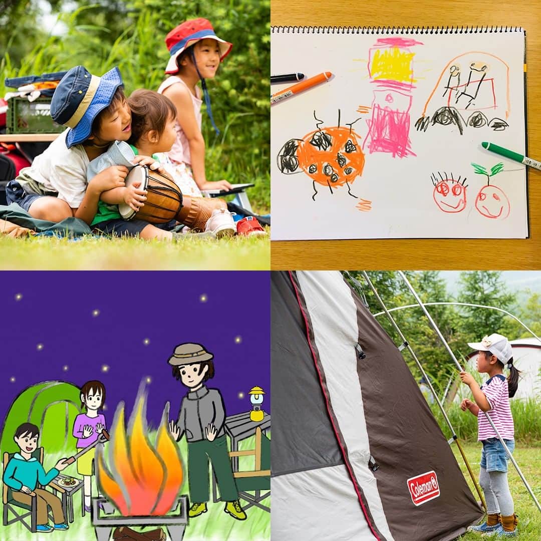 Coleman Japanのインスタグラム：「#妄想キャンプ のススメ ～キッズ編～ ・ キャンプに行ったつもりになって、スケジュールを立てたり、キャンプでやりたいことを考えるてみるのも、おうち時間を楽しく過ごす方法の一つ。何が必要か前もって準備することができるし、実際のキャンプ🏕がもっと楽しくなるはず😉 ・ お子さまと一緒にできる「妄想キャンプ」のヒントをご紹介しています💡 ・ ▶︎妄想キャンプのススメ https://bit.ly/2Xujbpx ・ ━━━━━━━━━━━━━━━━━ 🎁プレゼントキャンペーン開催中🎁 ・ #おうちコールマン と #妄想キャンプ のハッシュタグをつけて投稿頂いた中から抽選で3名様に、妄想キャンプ飯が楽しめる「ホットサンドイッチクッカー」をプレゼントします❣️ ・ お子さまのイラスト投稿も大歓迎です！あなたの「妄想キャンプ」お待ちしております♪ ・ 応募期間：5/18〜6/14 ━━━━━━━━━━━━━━━━━ ※InstagramまたはTwitterが対象となります。 ※非公開設定は対象外となります。 ※当選発表はコールマン公式SNSからDMでお知らせします。 ・ ・ ・ #灯そうColeman #灯そうコールマン #灯そう #Coleman #コールマン #Camp #キャンプ #Outdoor #アウトドア #Tent #テント #コールマンテント #ファミリーキャンプ #ファミキャン #おうちキャンプ #おうち時間 #StayHome #うちで過ごそう #私のコールマン #仮想キャンプ」