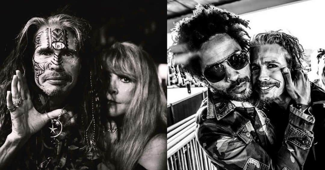 スティーヴン・タイラーのインスタグラム：「🎂 HAPPY BIRTHDAY @stevienicks & @lennykravitz... STAND BACK... CELEBRATE... AND REMEMBER YOUR BDAY AIN’T OVER ‘TIL IT’S OVER!!! 📷 @katbenzova_rockphoto (@stevienicks photo)」