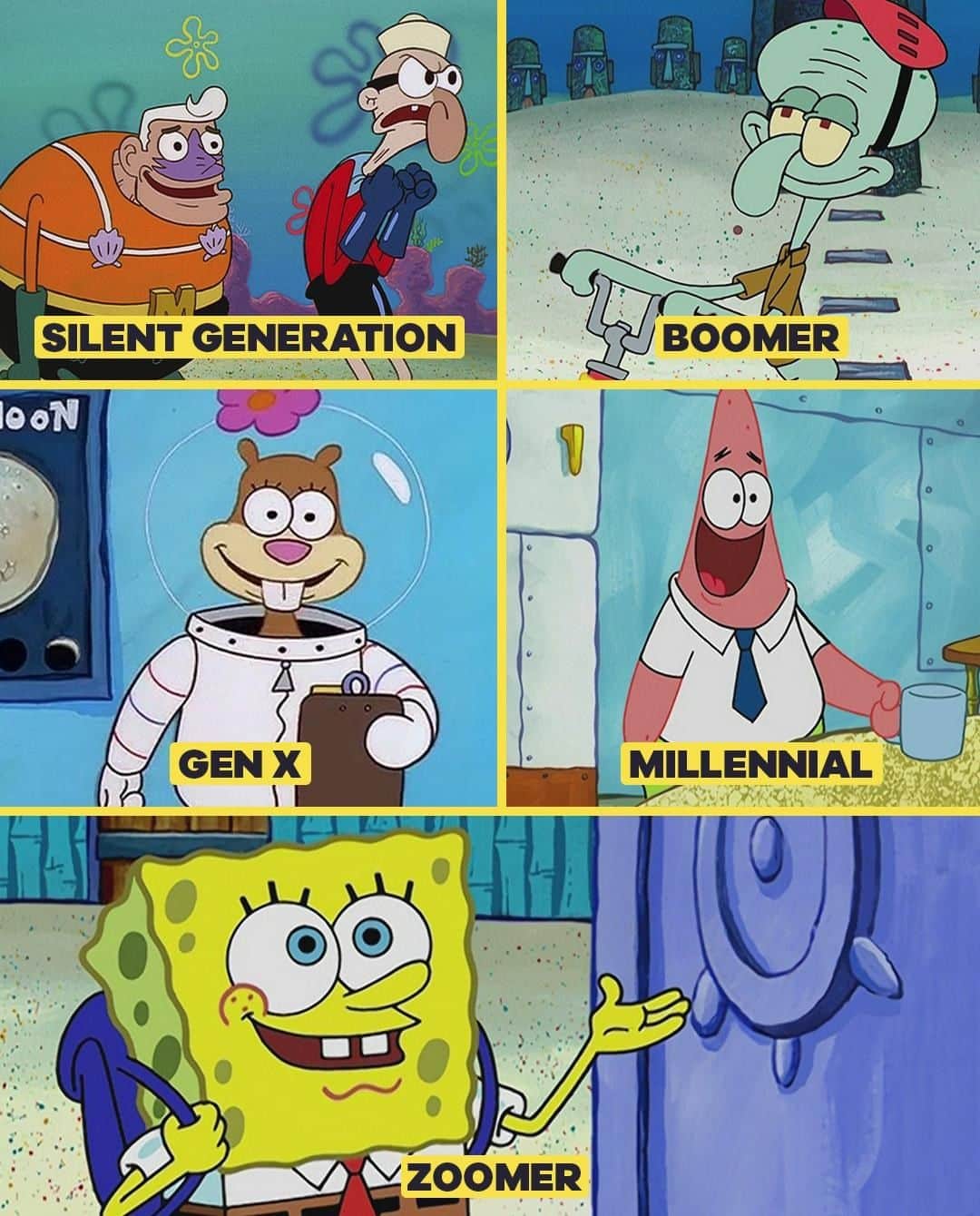 スポンジボブさんのインスタグラム写真 - (スポンジボブInstagram)「your generation is your SpongeBob character」5月26日 21時18分 - spongebob