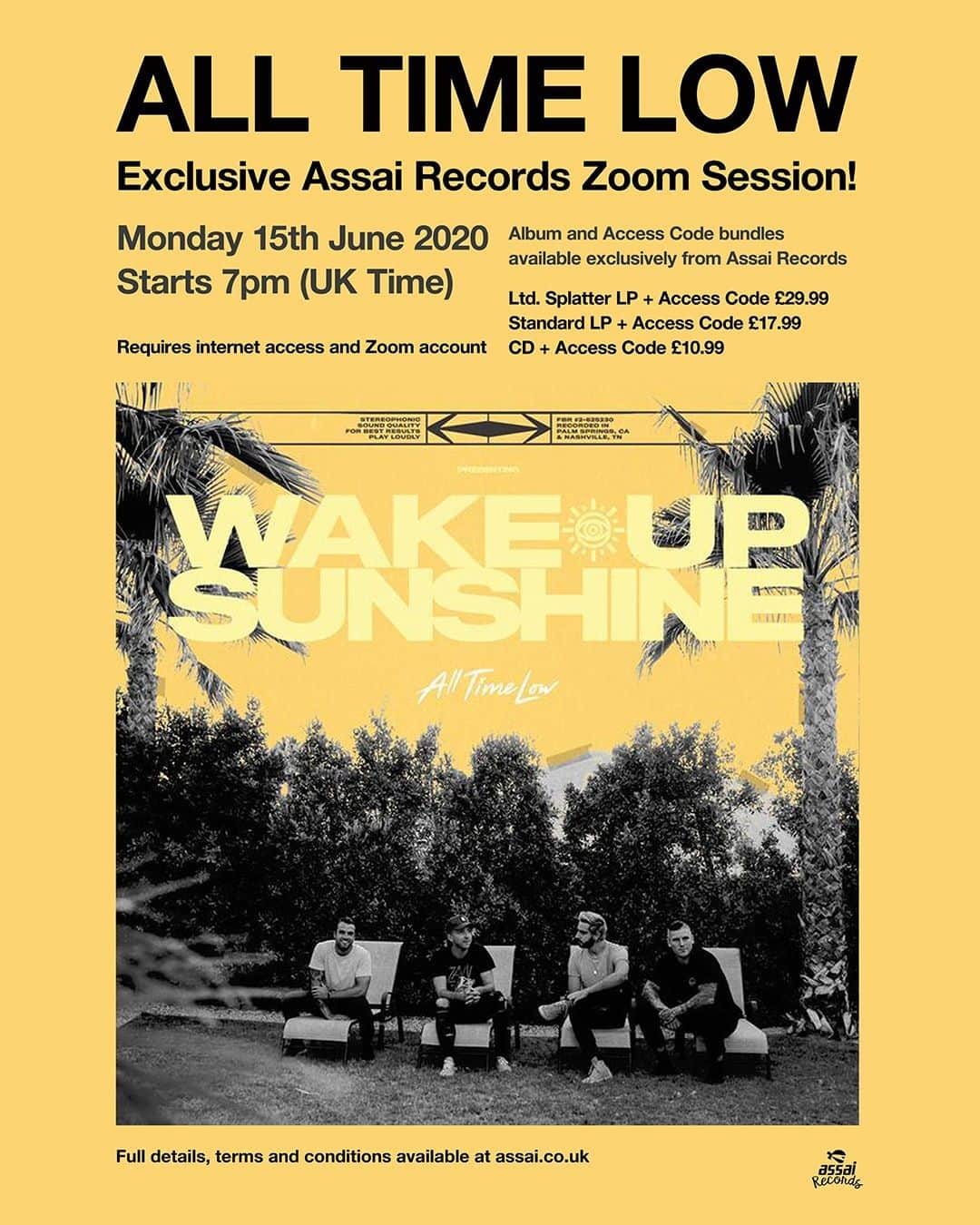 All Time Lowのインスタグラム：「Glad we could get two more zoom sessions scheduled with @assai_dundee and @crashrecords coming up in June. Don’t sleep on these, they’re limited to 300 each! Links in bio. EDIT: June 12th Crash Records session is on a Friday, not a Tuesday.」