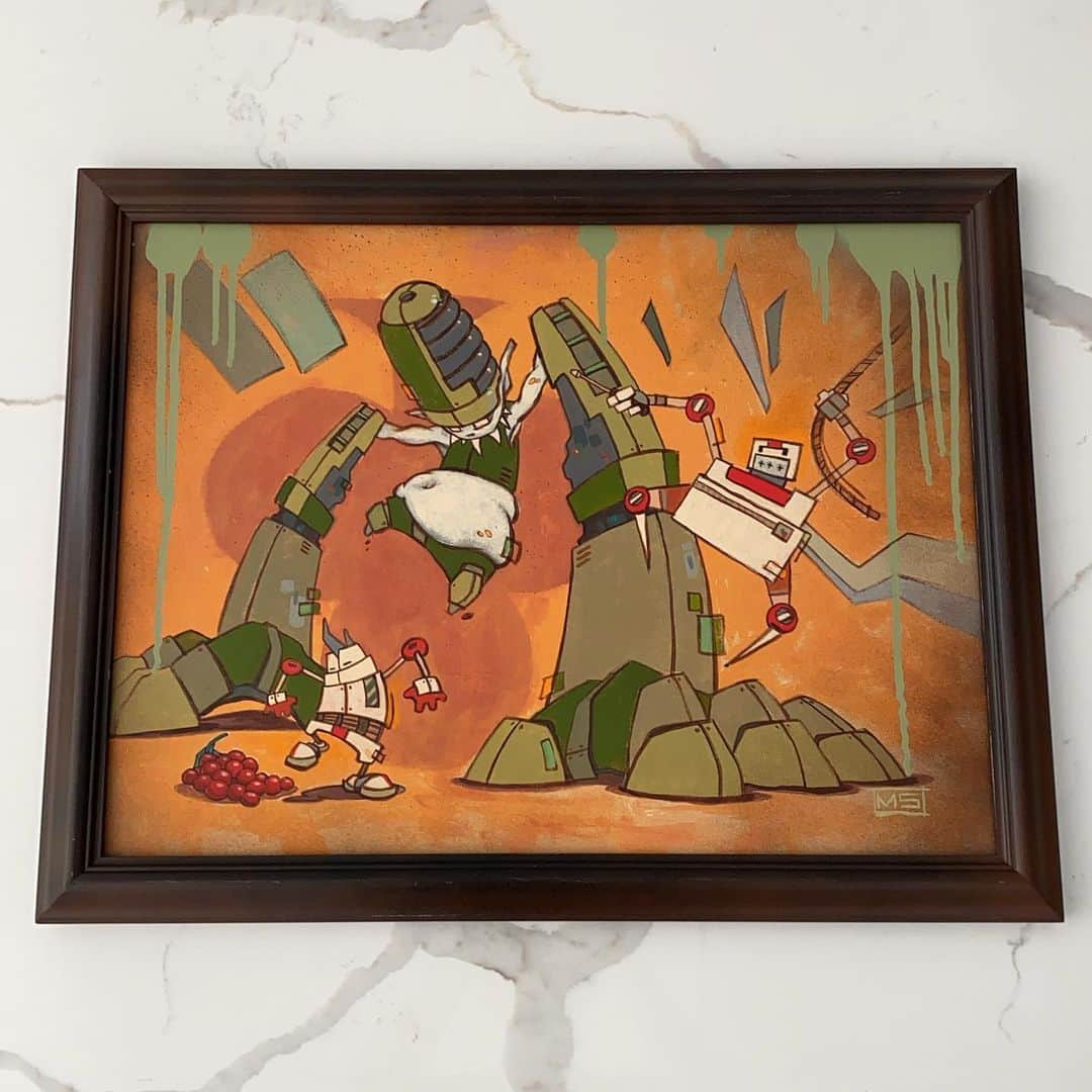 マイク・シノダのインスタグラム：「I’m giving away this original painting to the top donor of my @tiltify campaign to benefit @directrelief COVID efforts. Campaign ends May 31st, so donate now. Top donation is currently a little over $5k.  To donate, visit https://tiltify.com/@mikeshinoda/profile」