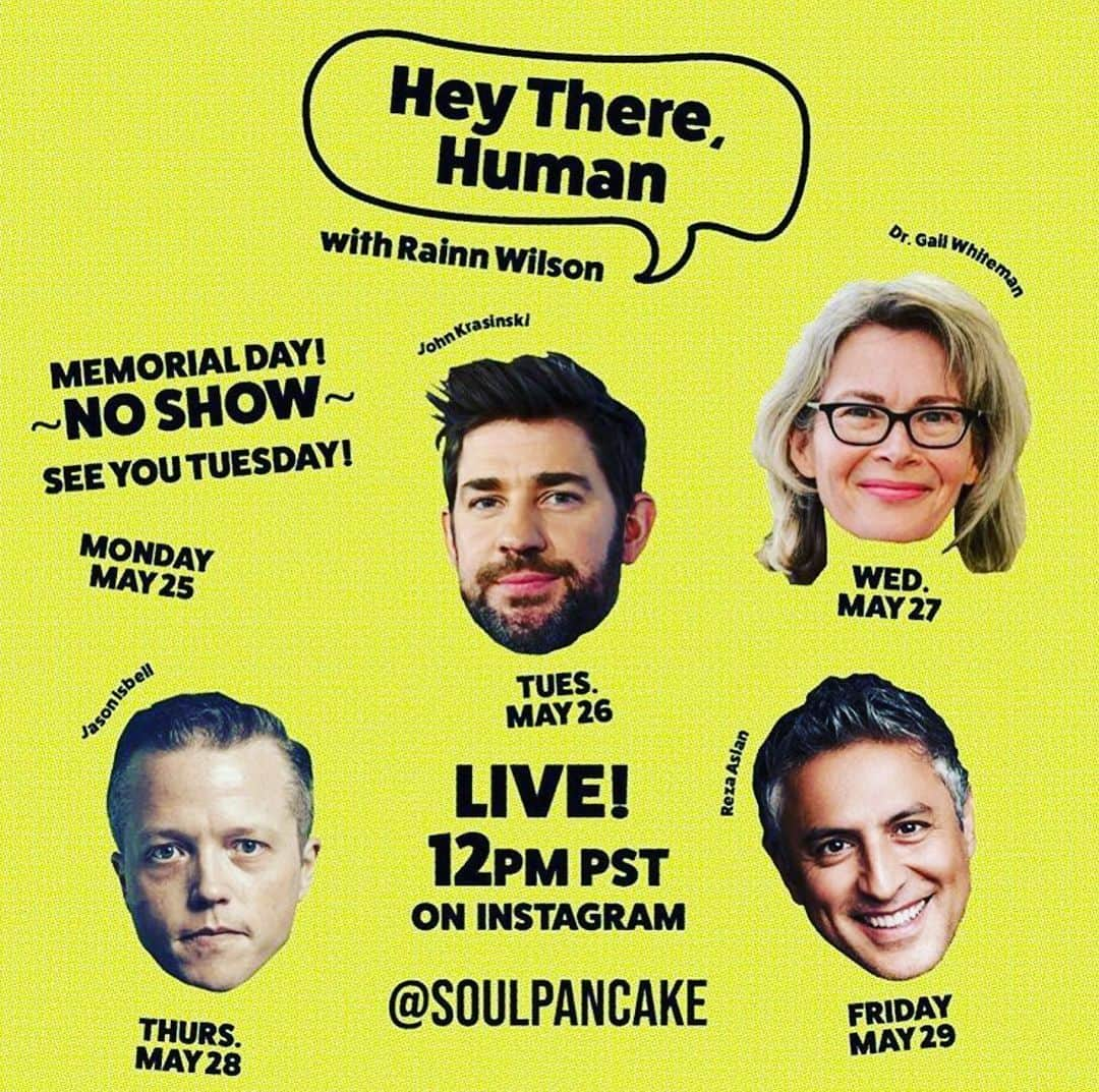 レイン・ウィルソンさんのインスタグラム写真 - (レイン・ウィルソンInstagram)「A great week of “Hey There Human!” - today, @johnkrasinski! Noon pacific @soulpancake instagram LIVE! #HeyThereHuman」5月27日 2時15分 - rainnwilson