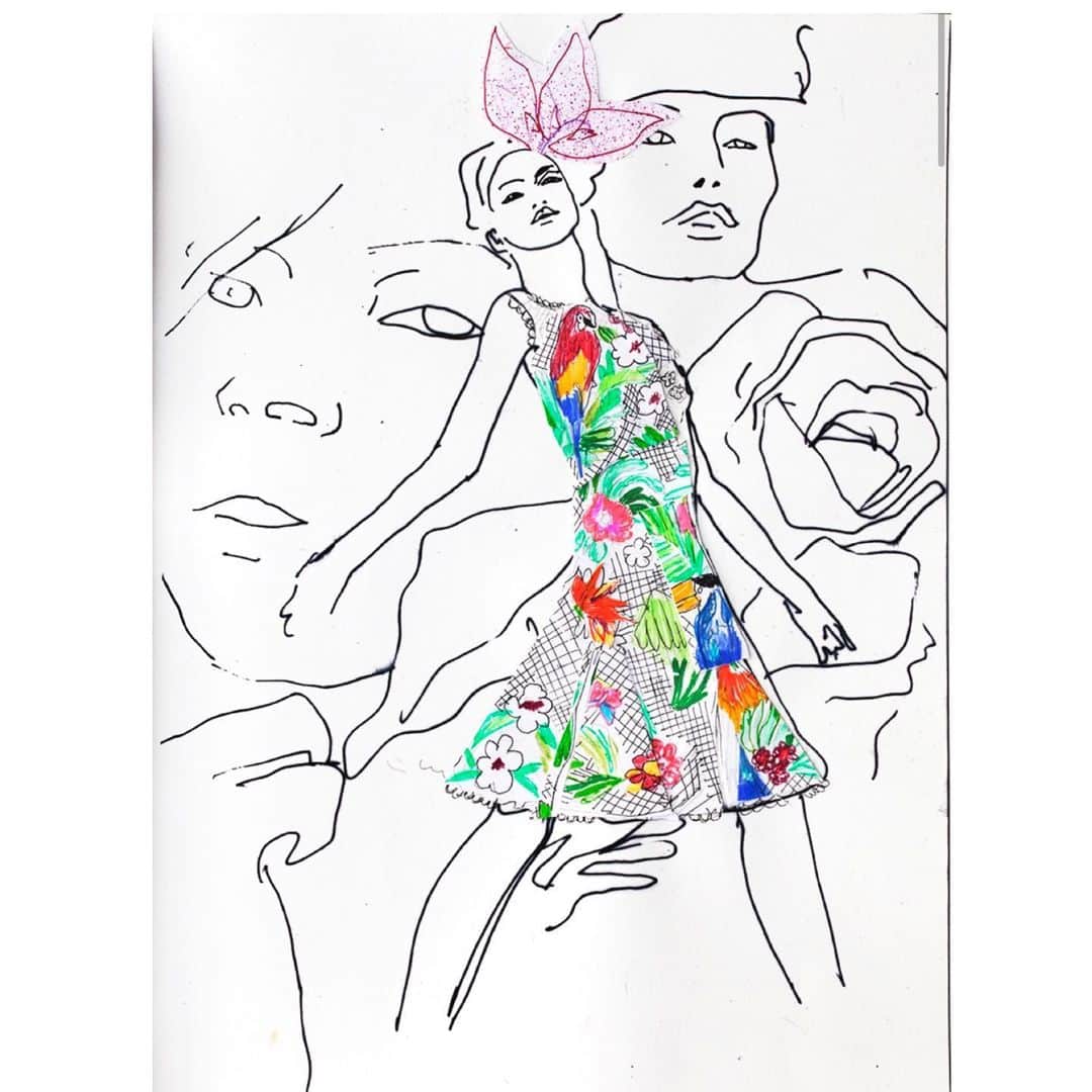 サーシャ・ピヴォヴァロヴァのインスタグラム：「➡️Scroll to see full story for Vogue Russia #quarantine issue June 2020 illustrated by me #whimsical#dolcegabbana #marcjacobs#gucci #valentino#prada#dior#chanel #SashabySasha#ArtSashaP」