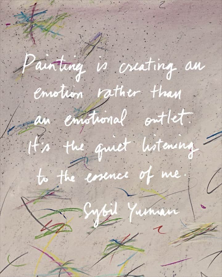 デビッドヤーマンのインスタグラム：「The essence of expression: whether bold, refined or daring, creative energy is always personal, reflecting who you are and what you are feeling. For Sybil Yurman, painting is conveying emotions from within. - Painting: Sky Markings No. 4—Sybil Yurman」
