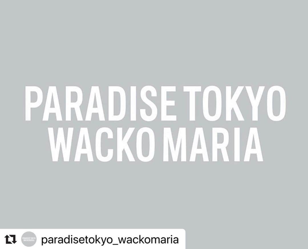 のインスタグラム：「#Repost @paradisetokyo_wackomaria with @make_repost ・・・ 直営店舗の営業再開に関しまして  日頃よりWACKO MARIAをご愛顧頂き誠にありがとうございます。 WACKO MARIA直営店舗の営業再開に関しましてお知らせいたします。 ・ WACKO MARIA ONLINE STORE ＊通常営業 ・ PARADISE TOKYO ＊12-18時の短縮営業 ＊カフェ営業はテイクアウトのみになります。 ご協力いただけますよう、宜しくお願い申し上げます。 ・ WACKO MARIA HANKYU MEN’S TOKYO ＊5/29(金)より営業再開 ・ WACKO MARIA ISETAN SHINJYUKU ＊5/30(土)より営業再開  今後の営業時間等の変更に関しましてはHP、SNS等で告知させていただきます。 何卒ご了承くださいますよう宜しくお願い申し上げます。  WACKO MARIA #wackomaria #guiltyparties」