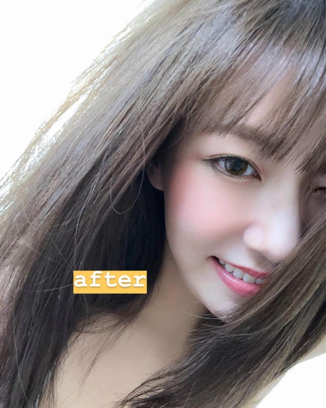 夏奈子のインスタグラム：「やっと！！ 2ヶ月ぶりの美容院💇‍♀️🤍 ビフォーアフターすごい。笑  あ〜❤️ すっきり〜〜 #美容院 #beforeafter」
