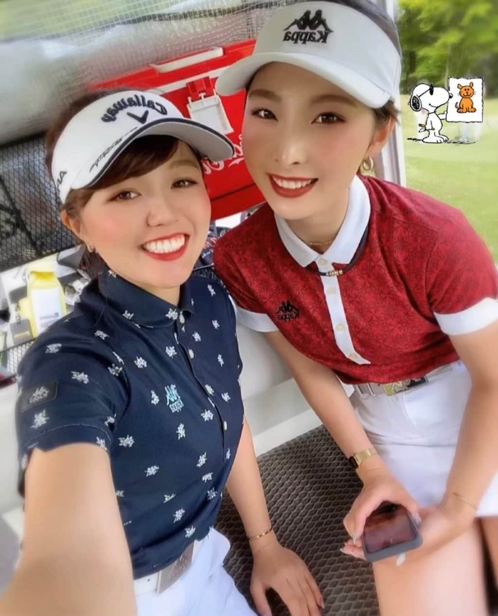 のインスタグラム：「. とーってもお久しぶりな 同期の廣田真優と練習を兼ねたラウンド。 お互いにKAPPAの新作ウェアを着て^^ . ガチガチバトル‼︎真剣に勝負☺️ プライベートラウンドをインスタライブで 見てみたいというお声を何度か頂いた ことがあり、今度は是非試してみようかと! . #KAPPA #KAPPAGOLF #LPGA #ゴルフ #ゴルフ女子 #タイトリスト #ゴルフコーデ」