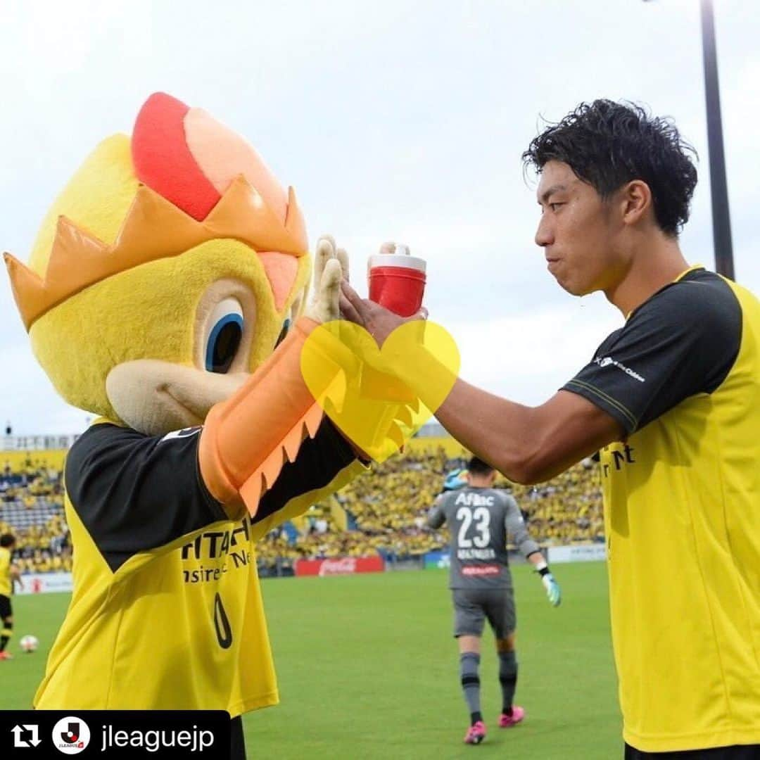 古賀太陽のインスタグラム：「良い写真☀️ これをまたピッチで🙌️ . . #Repost @jleaguejp with @make_repost ・・・ 🙌選手とハイタッチ🙌﻿ ﻿ ﻿ ﻿ #柏レイソル の#古賀太陽 選手 と﻿ #レイくん とハイタッチ☀️👑﻿ ﻿ ﻿ ﻿ 画像をダプルタップして﻿ 選手とハイタッチしよう💛🖤💛🖤﻿ ﻿ ﻿ #Ｊリーグ ﻿ #jleague﻿ ﻿ ﻿ ﻿ #ハイタッチ ﻿ #ダブルタップしてください﻿ #ダブルタップ #タップ ﻿ #かっこいい #cool﻿ #イケメン #😍﻿ #ハート #❤️﻿ #highfive #doubletap ﻿ #doubletaptohighfive ﻿ #サッカー #soccer﻿ #football #⚽️﻿ #✋️ #🤚#🙌 ﻿」